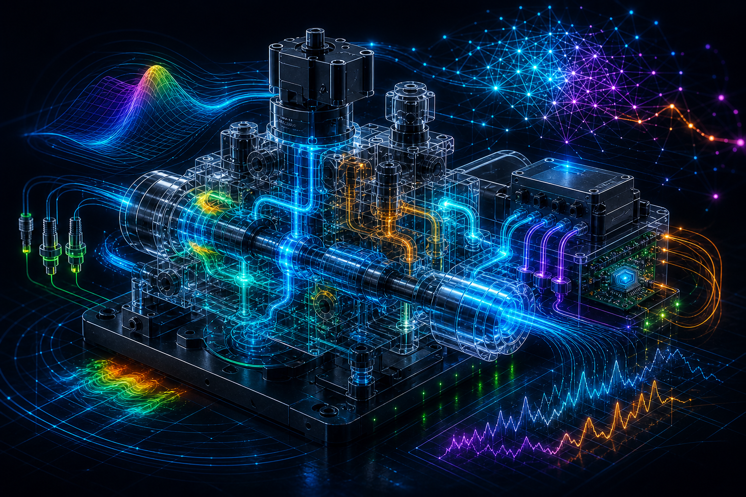Integriertes technisches System mit Hydraulik, Mechanik, Embedded Control, Daten, AI, Simulation und Messtechnik